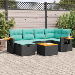 Salon De Jardin 7 Pcs Avec Coussins Noir Résine Tressée Vidaxl