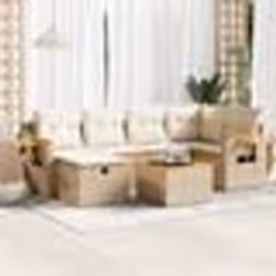 vidaXL Salon de jardin avec coussins 7 pcs beige résine tressée