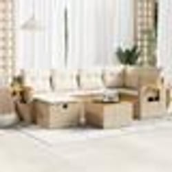 vidaXL Salon de jardin avec coussins 7 pcs beige résine tressée