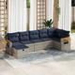 vidaXL Salon de jardin avec coussins 7 pcs gris résine tressée