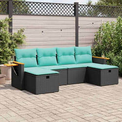 Salon De Jardin 6 Pcs Avec Coussins Noir Résine Tressée Vidaxl