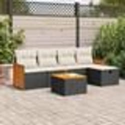 vidaXL Salon de jardin 6 pcs avec coussins noir résine tressée