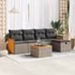 vidaXL Salon de jardin 6 pcs avec coussins gris résine tressée