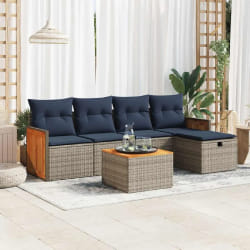 vidaXL Salon de jardin 6 pcs avec coussins gris résine tressée