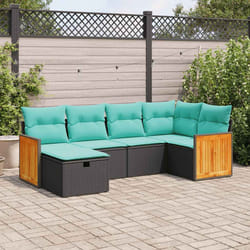 Salon De Jardin 6 Pcs Avec Coussins Noir Résine Tressée Vidaxl