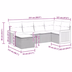 Salon De Jardin 6 Pcs Avec Coussins Noir Résine Tressée Vidaxl - Vue supplémentaire 2