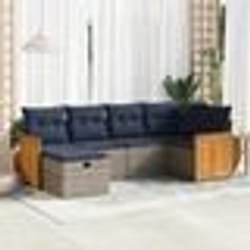 vidaXL Salon de jardin 6 pcs avec coussins gris résine tressée