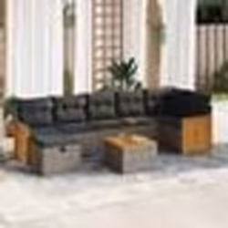 vidaXL Salon de jardin 8 pcs avec coussins gris résine tressée