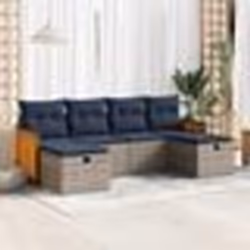 vidaXL Salon de jardin 6 pcs avec coussins gris résine tressée