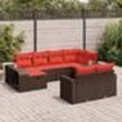 vidaXL Salon de jardin 10 pcs avec coussins marron résine tressée