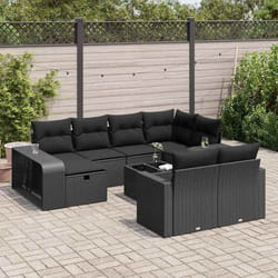 vidaXL Salon de jardin 11 pcs avec coussins noir résine tressée 3326069