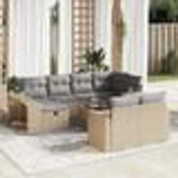 vidaXL Salon de jardin 11 pcs avec coussins beige résine tressée