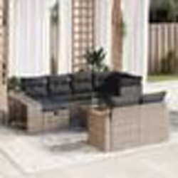 vidaXL Salon de jardin 11 pcs avec coussins gris résine tressée