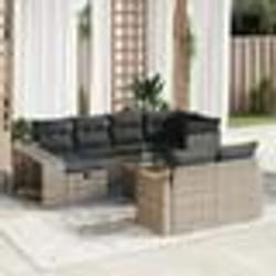 vidaXL Salon de jardin 11 pcs avec coussins gris résine tressée