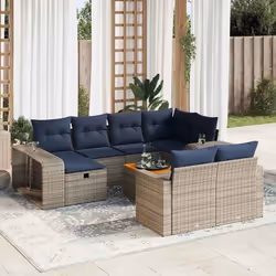 vidaXL Salon de jardin 11 pcs avec coussins gris résine tressée