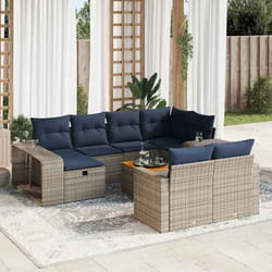 vidaXL Salon de jardin 11 pcs avec coussins gris résine tressée