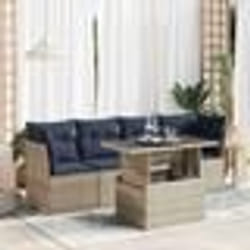 vidaXL Salon de jardin 5 pcs avec coussins gris résine tressée acacia