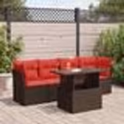 vidaXL Salon de jardin avec coussins 5pcs marron résine tressée acacia