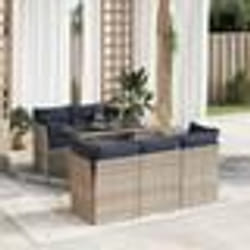 vidaXL Salon de jardin avec coussins 6 pcs gris résine tressée acacia