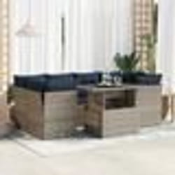 vidaXL Salon de jardin avec coussins 7 pcs gris résine tressée acacia