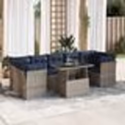 vidaXL Salon de jardin avec coussins 8 pcs gris résine tressée acacia
