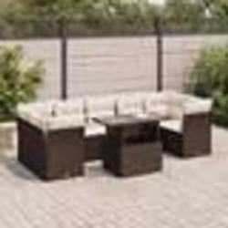 vidaXL Salon de jardin 8 pcs avec coussins marron résine tressée