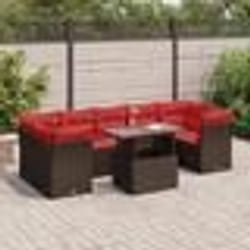 vidaXL Salon de jardin 8pcs avec coussins marron résine tressée acacia