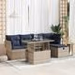 vidaXL Salon de jardin avec coussins 6 pcs gris résine tressée acacia