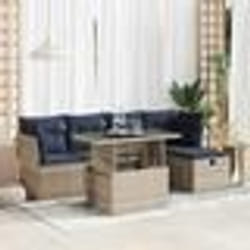 vidaXL Salon de jardin avec coussins 6 pcs gris résine tressée acacia