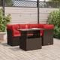vidaXL Salon de jardin avec coussins 5pcs marron résine tressée acacia