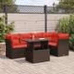 vidaXL Salon de jardin avec coussins 6pcs marron résine tressée acacia