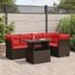 vidaXL Salon de jardin avec coussins 6pcs marron résine tressée acacia