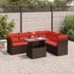 vidaXL Salon de jardin avec coussins 7 pcs marron résine tressée acacia