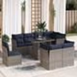 vidaXL Salon de jardin avec coussins 9 pcs gris résine tressée acacia