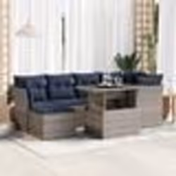 vidaXL Salon de jardin avec coussins 7 pcs gris résine tressée acacia