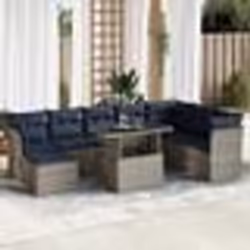 vidaXL Salon de jardin avec coussins 9 pcs gris résine tressée acacia