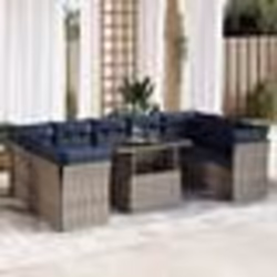 vidaXL Salon de jardin avec coussins 10 pcs gris résine tressée acacia