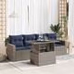 vidaXL Salon de jardin 5 pcs avec coussins gris résine tressée acacia