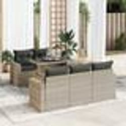vidaXL Salon de jardin 6 pcs avec coussins gris clair résine tressée