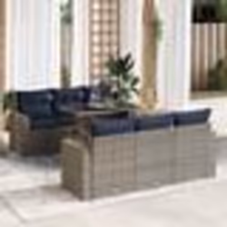 vidaXL Salon de jardin avec coussins 7 pcs gris résine tressée acacia