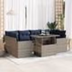 vidaXL Salon de jardin avec coussins 7 pcs gris résine tressée acacia
