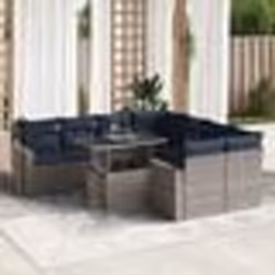 vidaXL Salon de jardin avec coussins 9 pcs gris résine tressée acacia
