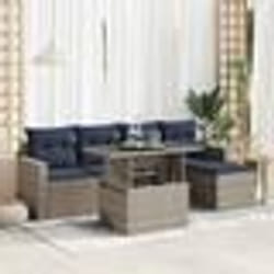 vidaXL Salon de jardin avec coussins 6 pcs gris résine tressée acacia