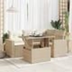 vidaXL Salon de jardin avec coussins 5 pcs beige résine tressée