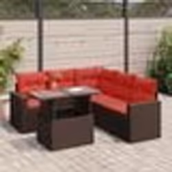 vidaXL Salon de jardin avec coussins 6pcs marron résine tressée acacia