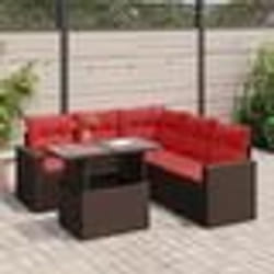vidaXL Salon de jardin avec coussins 6pcs marron résine tressée acacia