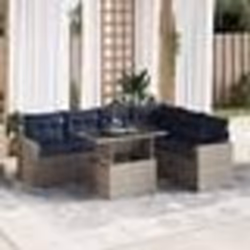 vidaXL Salon de jardin avec coussins 7 pcs noir résine tressée acacia