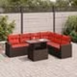 vidaXL Salon de jardin avec coussins 7 pcs gris résine tressée acacia