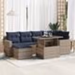 vidaXL Salon de jardin avec coussins 7 pcs gris résine tressée acacia