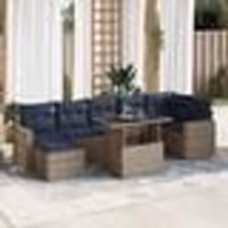 vidaXL Salon de jardin avec coussins 8 pcs gris résine tressée acacia